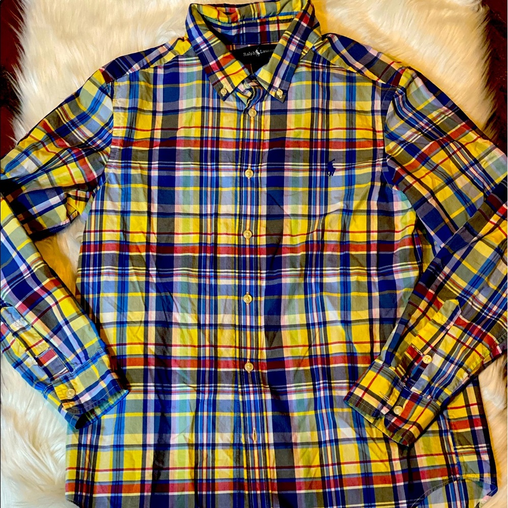 Big Boys Plaid Poplin Shirt Size 16